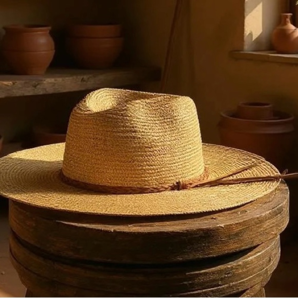 RIO COWGIRL BRAIDED ROPE BIRM SUN HAT ( TAN )